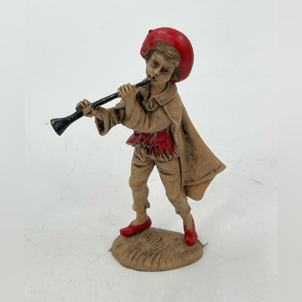 Vintage Nativity Figure Plastic Replacement Shephard Boy Playing Horn 5"‎ Italy